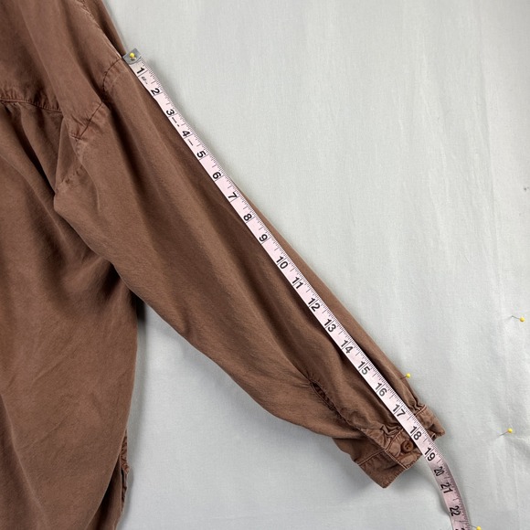 Cloth & Stone Button Shirt Womens Medium Tencel Tunic Long Sleeves Brown - Picture 10 of 12
